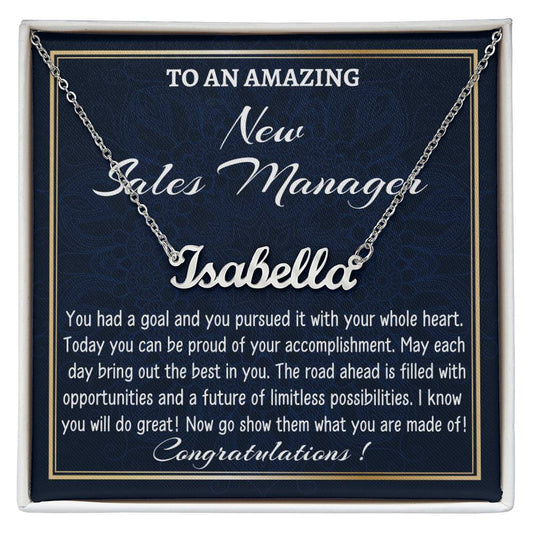 Custom Name Necklace for a New Sales Manager, New Job Gift, Sales Manager Graduation Gift, New Sales Manager Appreciation Gift.