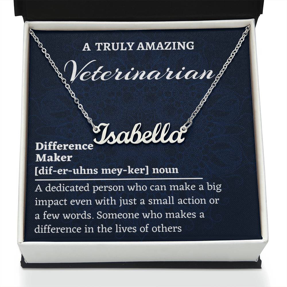 Custom Name Necklace, Veterinarian Gift, Difference Maker Personalized Name Necklace, Colleague Friend Mentor Appreciation Gift