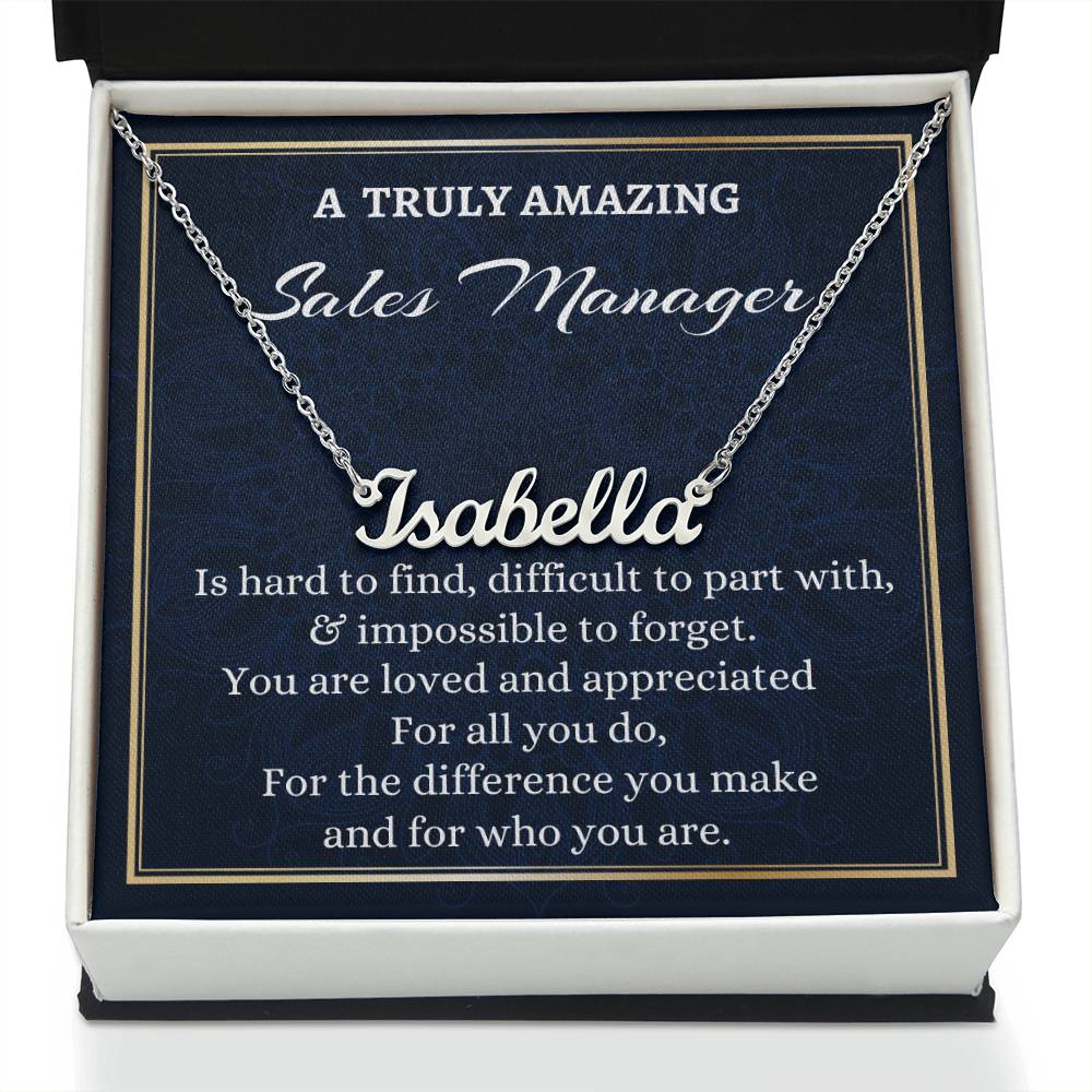 Custom Name Necklace for a Sales Manager, Difference Maker Necklace Gift, Appreciation Gift, Gift for a Sales Manager.