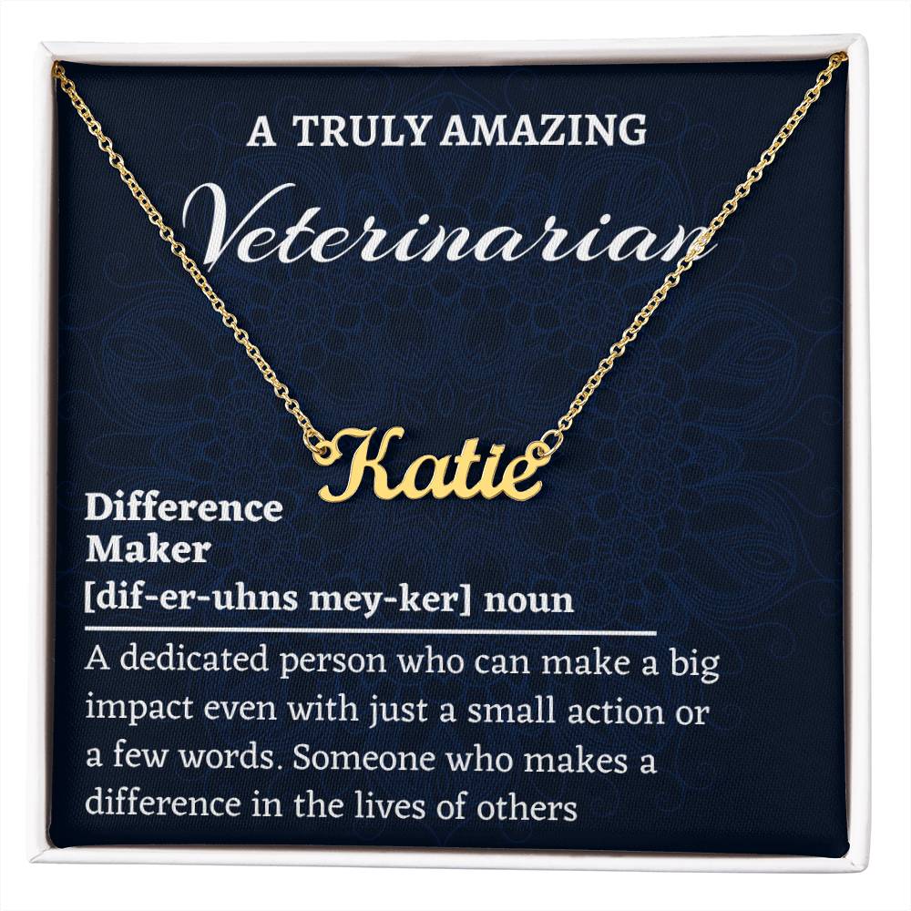 Custom Name Necklace, Veterinarian Gift, Difference Maker Personalized Name Necklace, Colleague Friend Mentor Appreciation Gift