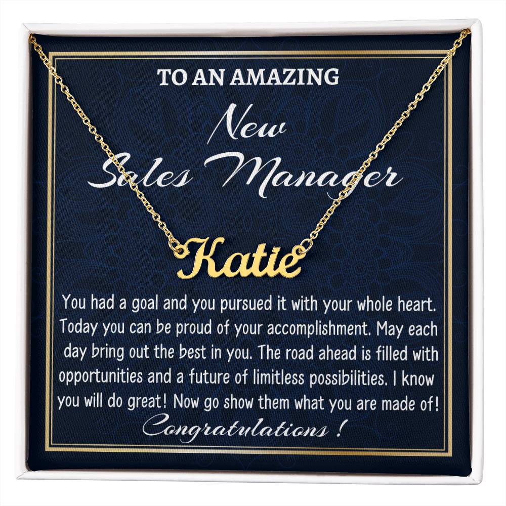 Custom Name Necklace for a New Sales Manager, New Job Gift, Sales Manager Graduation Gift, New Sales Manager Appreciation Gift.