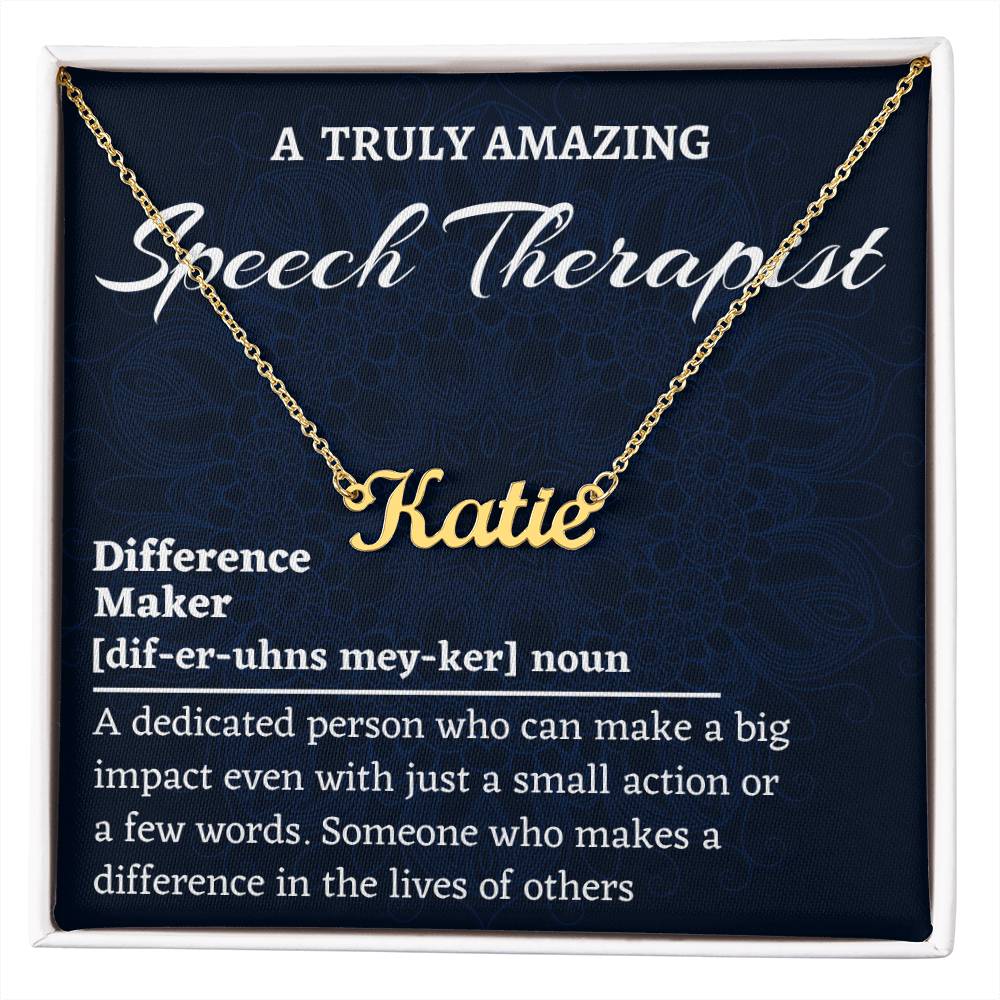 Custom Name Necklace, Speech Therapist Gift, Difference Maker Personalized Name Necklace, Colleague Friend Mentor Appreciation Gift