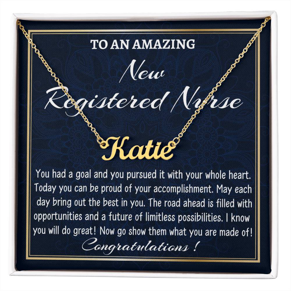 Custom Name Necklace for a New Registered Nurse, New Job Gift, Nurse Graduation Gift, New Nurse Appreciation Gift