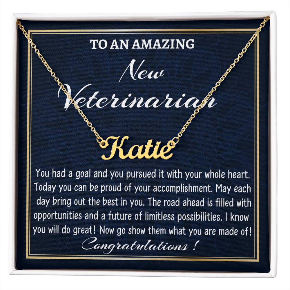 Custom Name Necklace for a New Veterinarian , New Job Gift, Veterinarian Graduation Gift, New Veterinarian Appreciation Gift