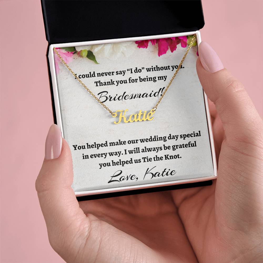 Bridesmaid Signature Name Necklace, Personalized Bridesmaid Gift, Wedding Anniversary Gift, Bridesmaid Custom Name Gift, Gift For Her, Appreciation Gift