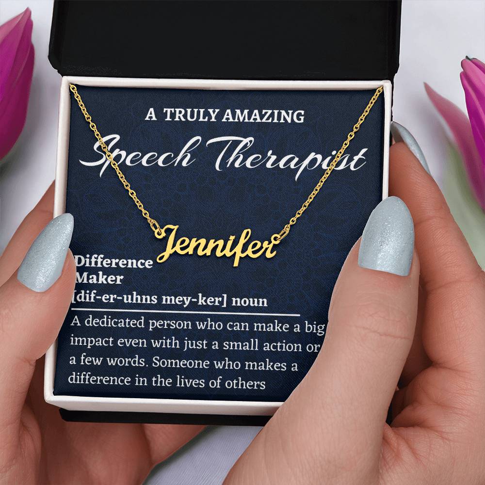 Custom Name Necklace, Speech Therapist Gift, Difference Maker Personalized Name Necklace, Colleague Friend Mentor Appreciation Gift