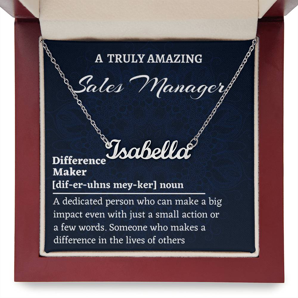 Custom Name Necklace, Sales Manager Gift, Difference Maker Personalized Name Necklace, Colleague Friend Mentor Appreciation Gift