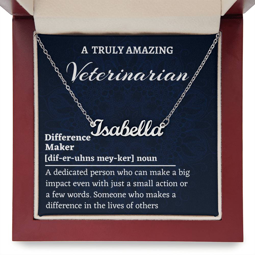 Custom Name Necklace, Veterinarian Gift, Difference Maker Personalized Name Necklace, Colleague Friend Mentor Appreciation Gift