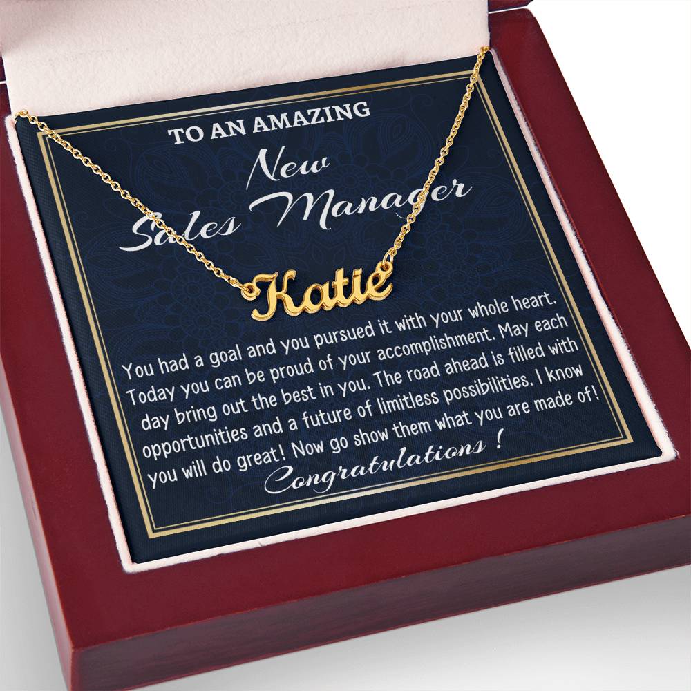 Custom Name Necklace for a New Sales Manager, New Job Gift, Sales Manager Graduation Gift, New Sales Manager Appreciation Gift.