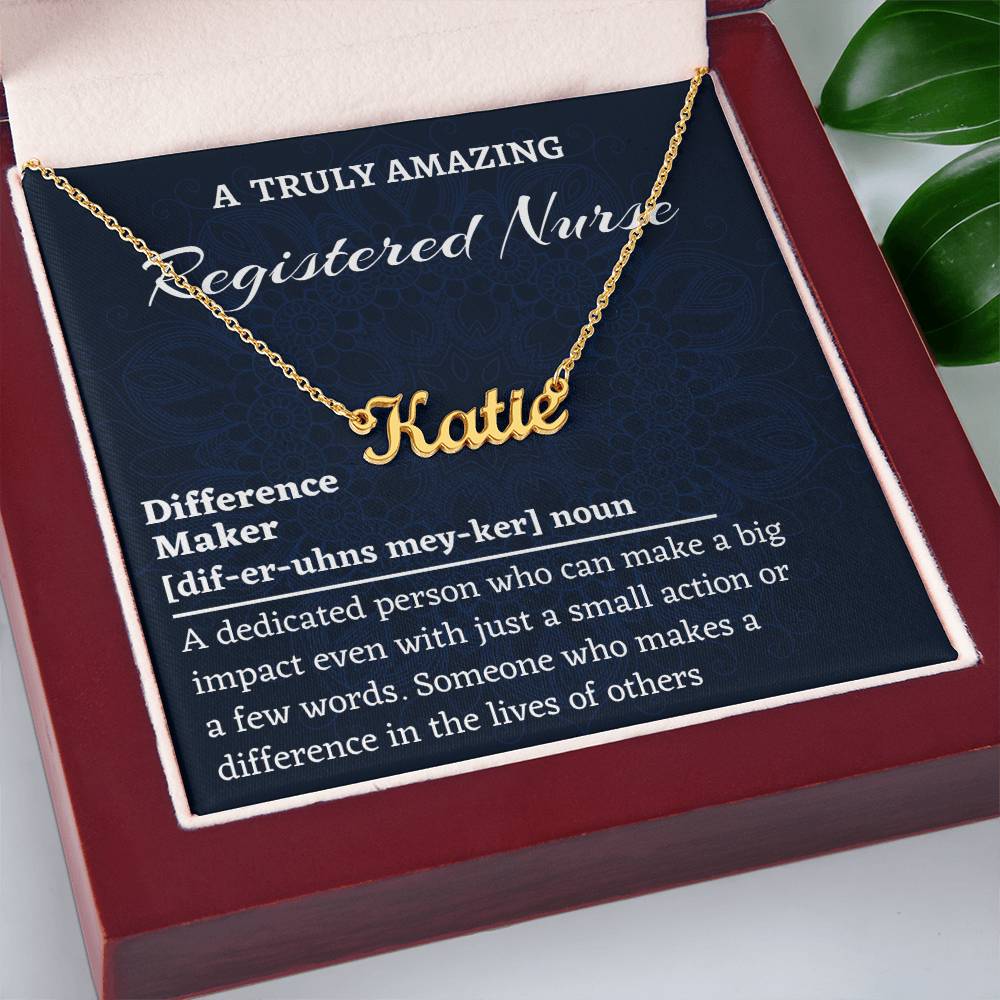 Custom Name Necklace, Pharmacist Gift, Difference Maker Personalized Name Necklace, Colleague Friend Mentor Appreciation Gift