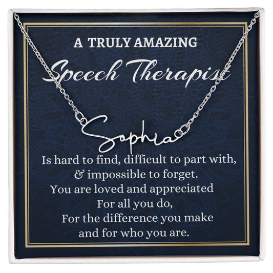 Gift for a Speech Therapist, Difference Maker Signature Style Name Necklace Gift, Personalized Speech Therapist Necklace, Appreciation Gift
