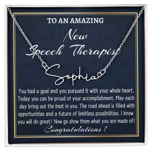 New Job Gift Signature Style Name Necklace Gift, To A New Speech Therapist  Name Necklace, Speech Therapist  Graduation Gift, New Speech Therapist  Appreciation Gift