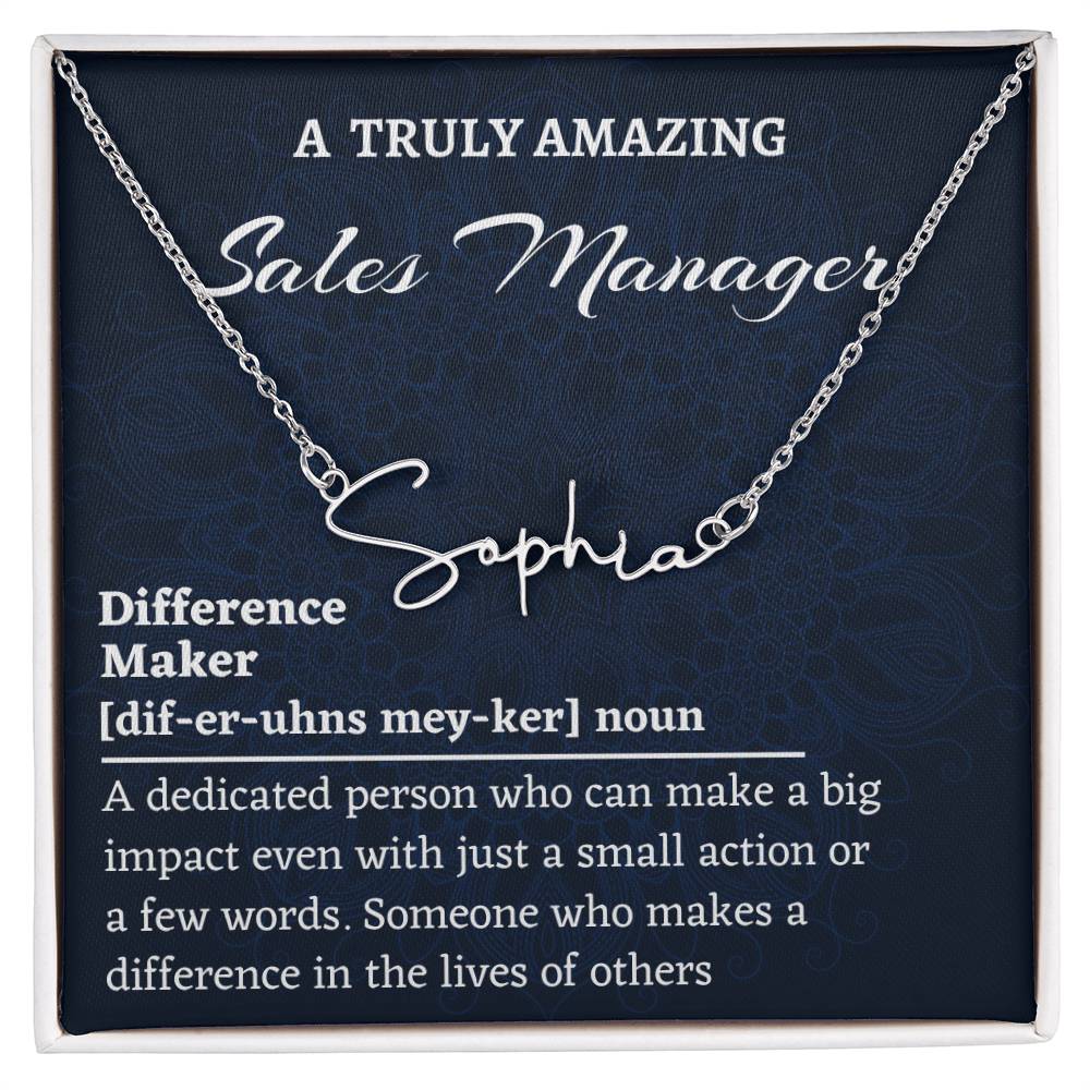 Signature Style Name Necklace, Difference Maker Name Necklace, Sales Manager Gift, Personalized Colleague Friend Mentor Appreciation Gift