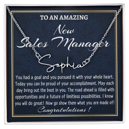 New Job Gift Signature Style Name Necklace Gift, To A New Sales Manager Name Necklace, Sales Manager Graduation Gift, New Sales Manager Appreciation Gift