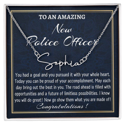 New Job Gift Signature Style Name Necklace Gift, To A New Police Officer Name Necklace,Police Academy Graduation Gift, New Officer Appreciation Gift