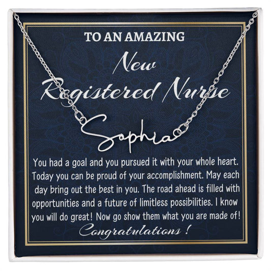 New Job Gift Signature Style Name Necklace Gift, To A New Registered Nurse Name Necklace, Nurse Graduation Gift, New Nurse Appreciation Gift