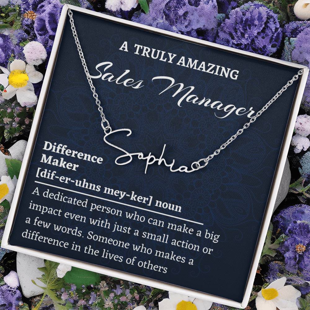 Signature Style Name Necklace, Difference Maker Name Necklace, Sales Manager Gift, Personalized Colleague Friend Mentor Appreciation Gift