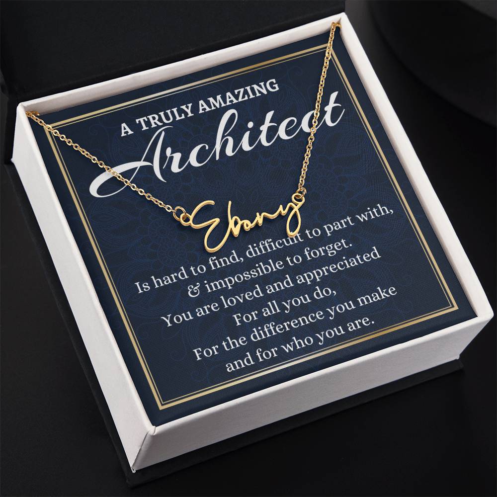 Gift for an Architect, Difference Maker Signature Style Name Necklace Gift, Personalized Architect Necklace, Appreciation Gift.