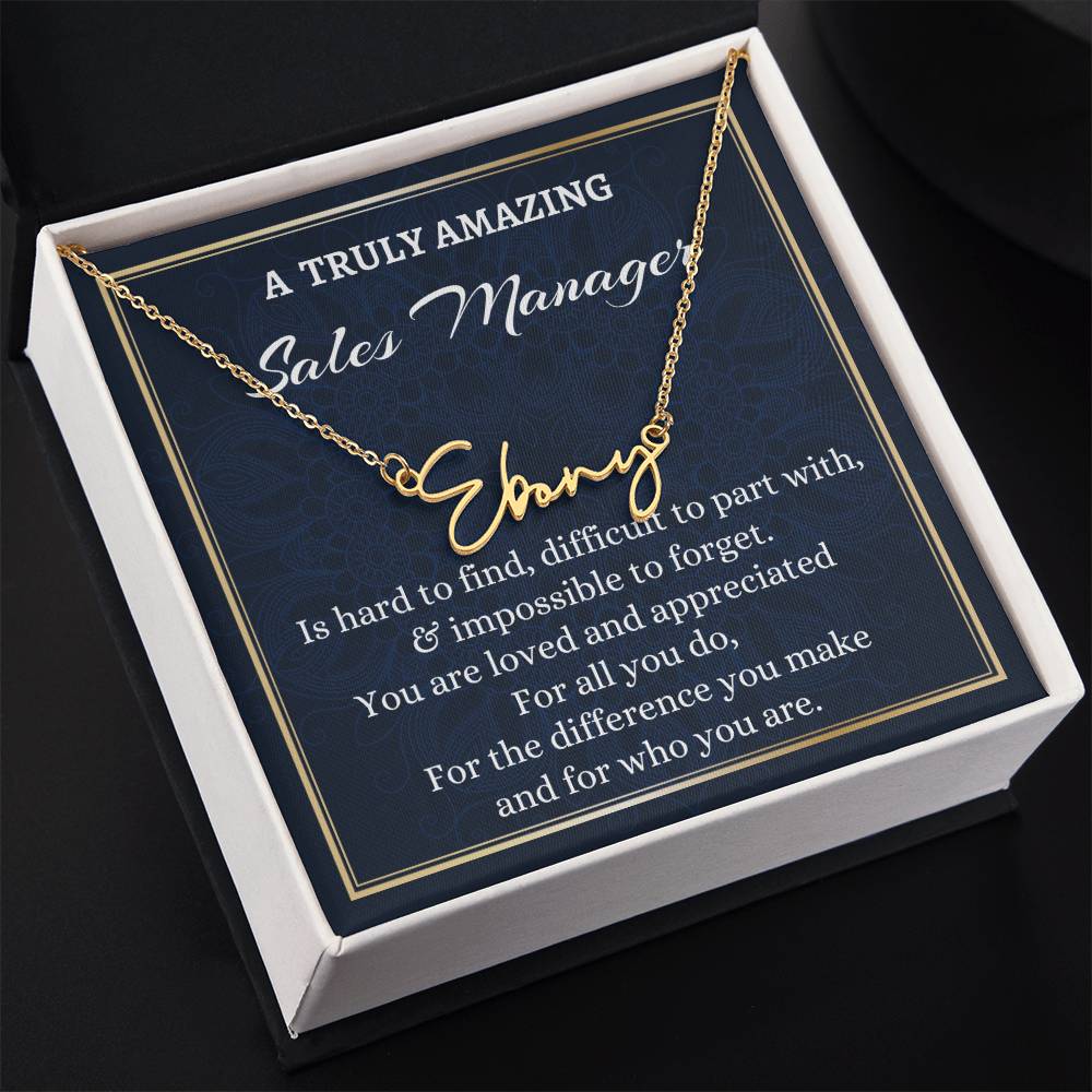 Gift for a Sales Manager, Difference Maker Signature Style Name Necklace Gift, Personalized Sales Manager Necklace, Appreciation Gift