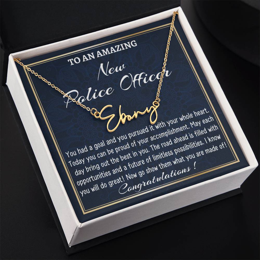 New Job Gift Signature Style Name Necklace Gift, To A New Police Officer Name Necklace,Police Academy Graduation Gift, New Officer Appreciation Gift