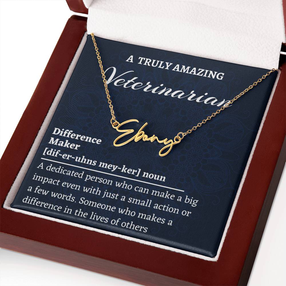 Signature Style Name Necklace, Difference Maker Name Necklace, Veterinarian Gift, Personalized Colleague Friend Mentor Appreciation Gift.