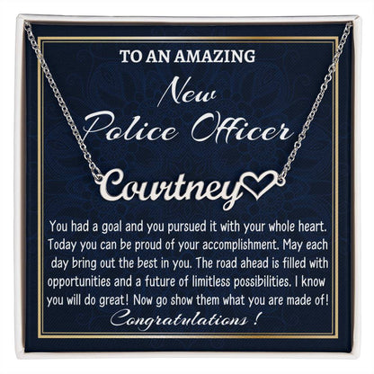 To A New Police Officer Necklace, Heart Name Necklace, Police Academy  Graduation Gift, Personalized Name Necklace, New Officer Appreciation Gift