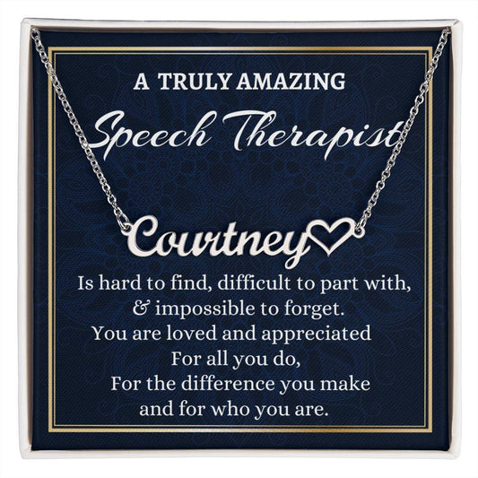 Personalized Speech Therapist Necklace, Difference Maker Heart Necklace Gift, Custom Name Necklace, Gift for a Speech Therapist, Appreciation Gift