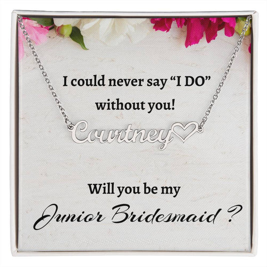 Will You Be My Junior Bridesmaid Signature Heart Name Necklace, Personalized Bridesmaid Proposal Gift, Wedding Gift, Bridesmaid Custom Name Gift