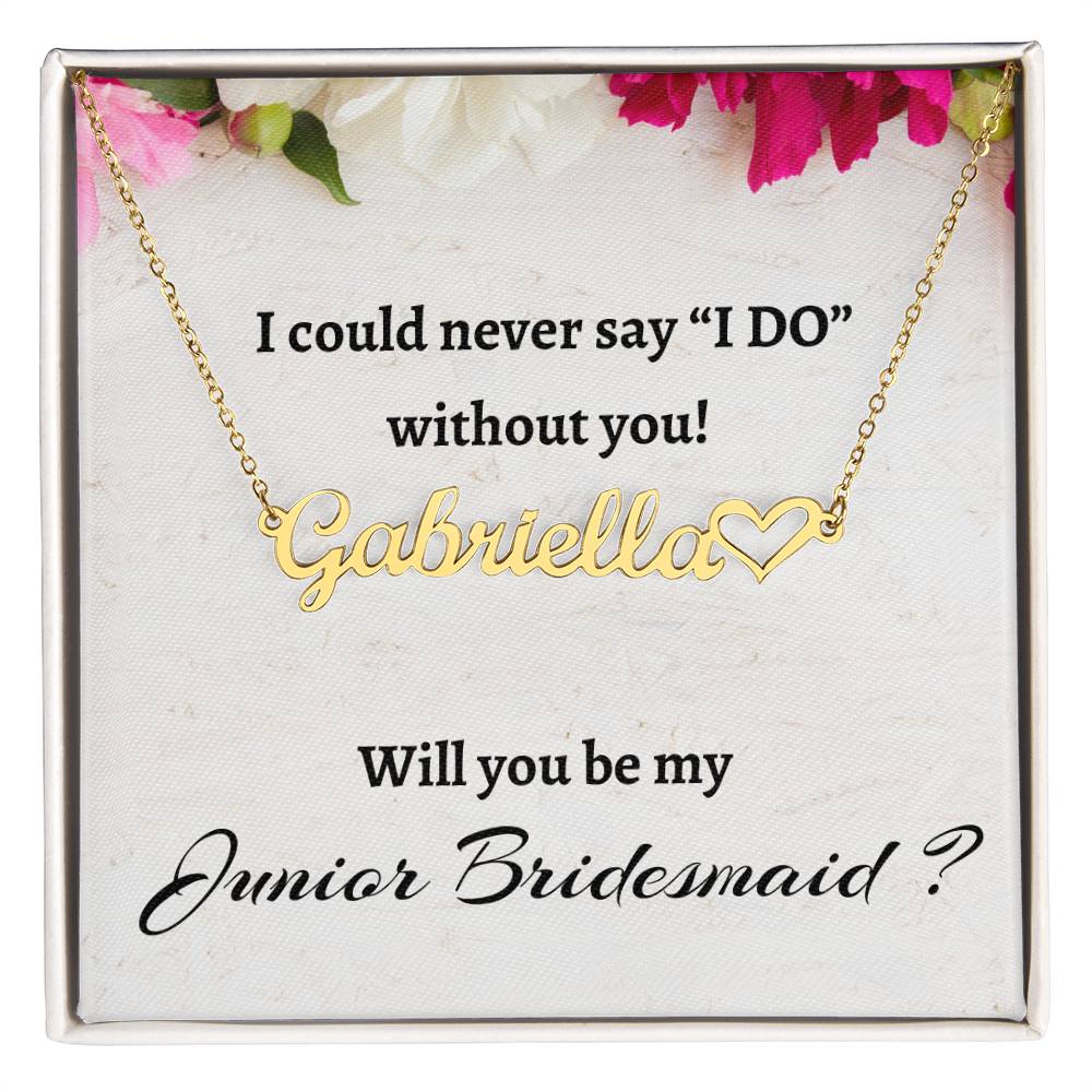 Will You Be My Junior Bridesmaid Signature Heart Name Necklace, Personalized Bridesmaid Proposal Gift, Wedding Gift, Bridesmaid Custom Name Gift