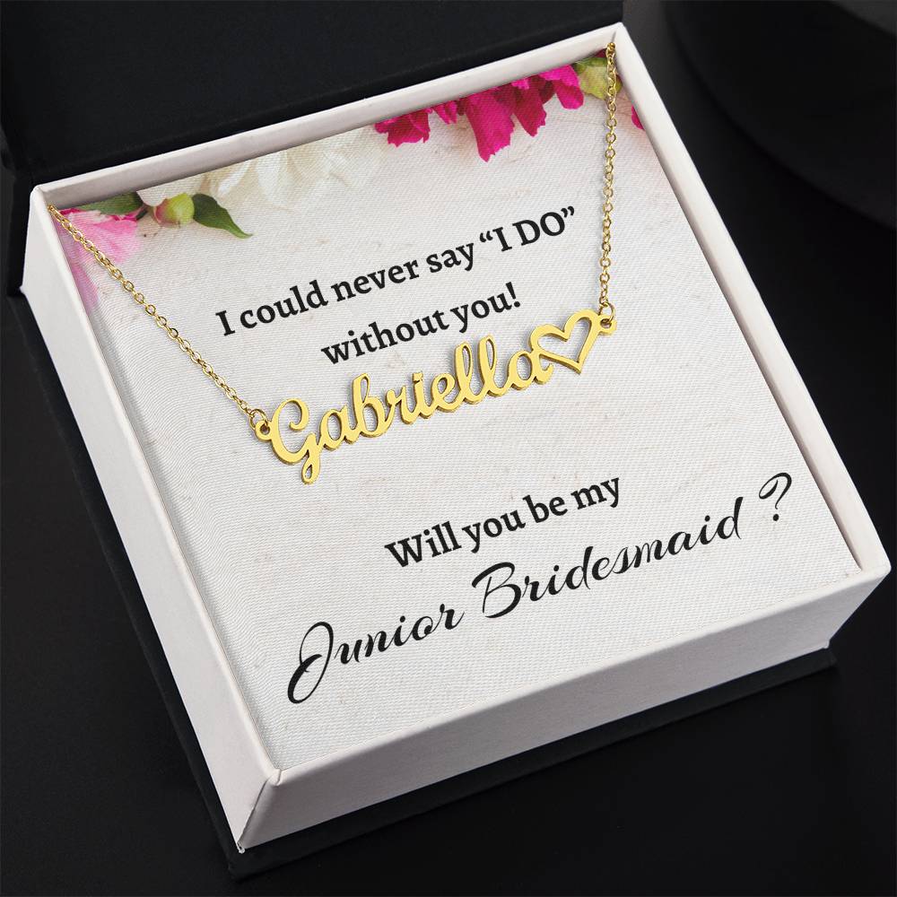 Will You Be My Junior Bridesmaid Signature Heart Name Necklace, Personalized Bridesmaid Proposal Gift, Wedding Gift, Bridesmaid Custom Name Gift