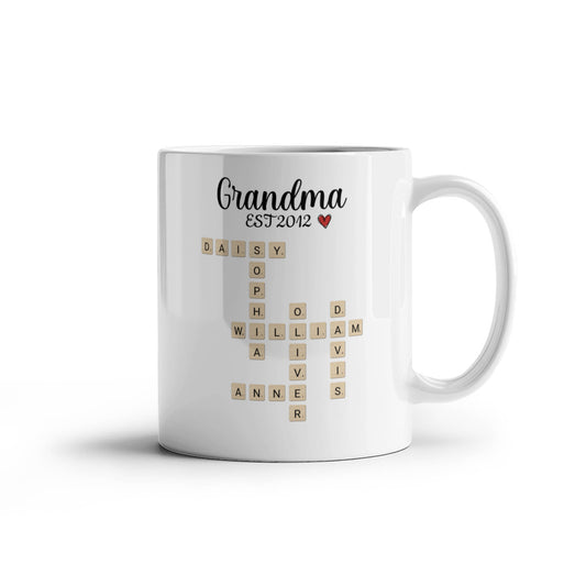Grandma Est Crossword Personalized Mug