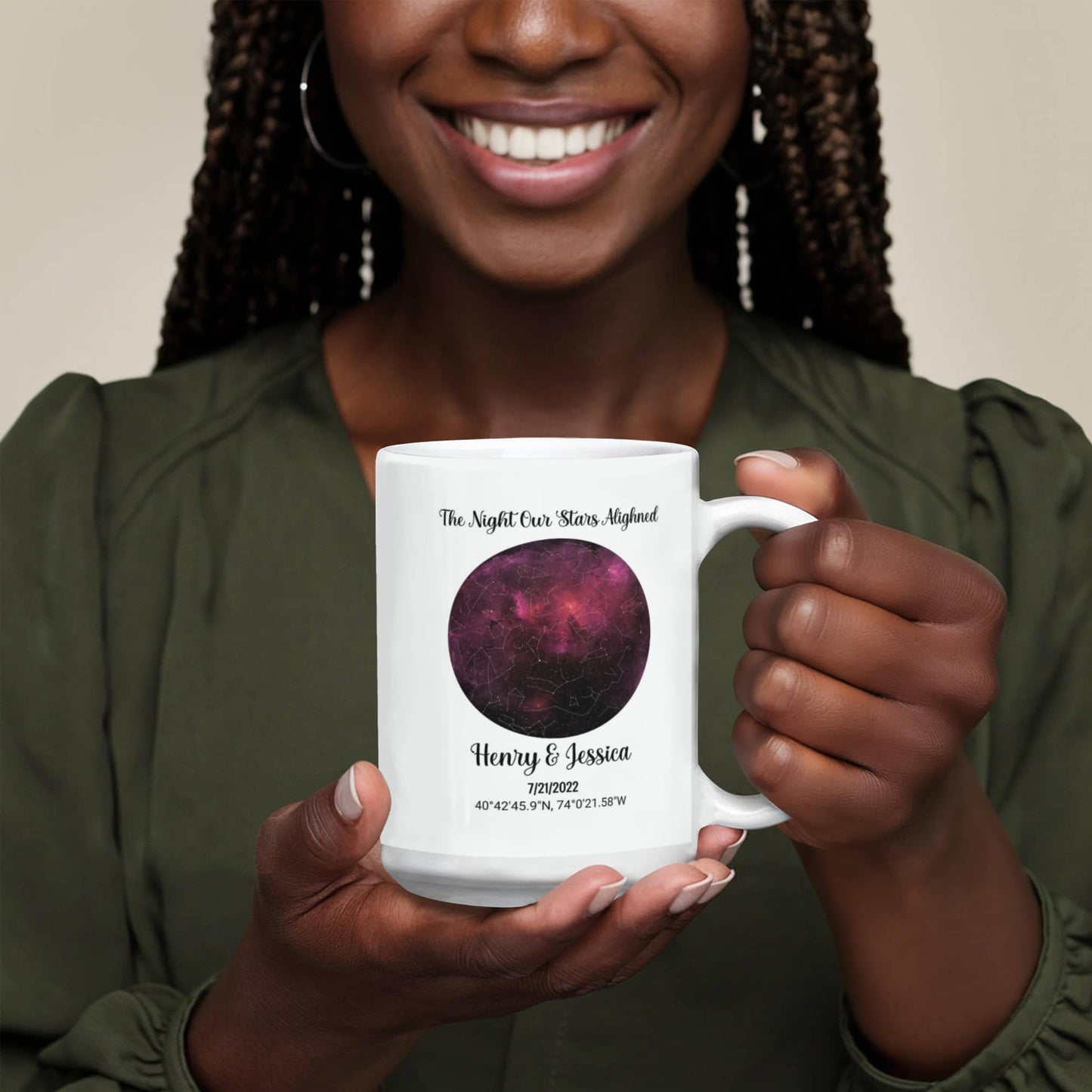 Custom couple Star Map Anniversary Mug