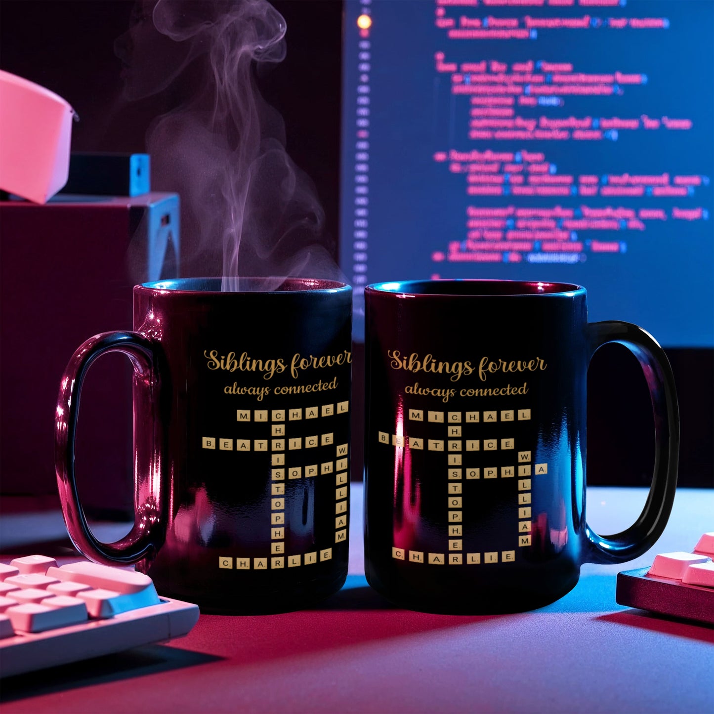 Siblings forever Crossword Personalized Mug