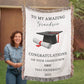 Personalized Graduation Blanket, Custom Name Blanket, University Graduate Gift, Graduation Cap & Scroll Design, College Keepsake