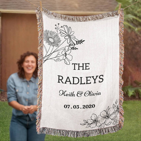 Family Name Custom Blanket, Personalized Throw, Second Anniversary Gift, Wedding Anniversary Present, Gift for Him and Her