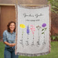 Custom Grandma Garden Blanket, Personalized Birth Flower Blanket With Grandkids Names, Granny Mother's Day, Christmas Gift, Special Keepsake