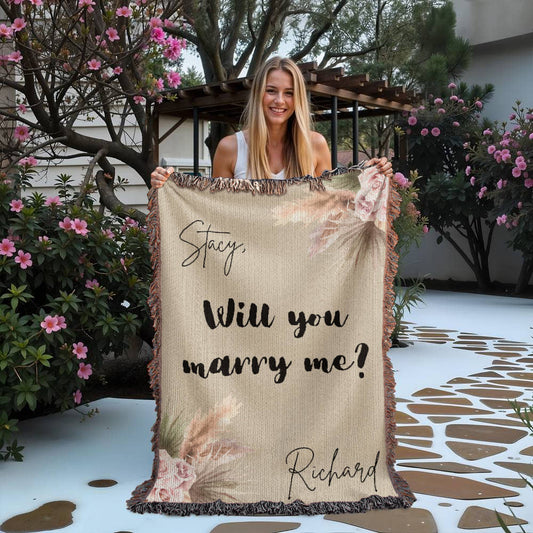 Personalized Woven Blanket, Wedding Gift Blanket, Custom Love Blanket, Proposal & Anniversary Present, Custom Names Throw for Couplesv