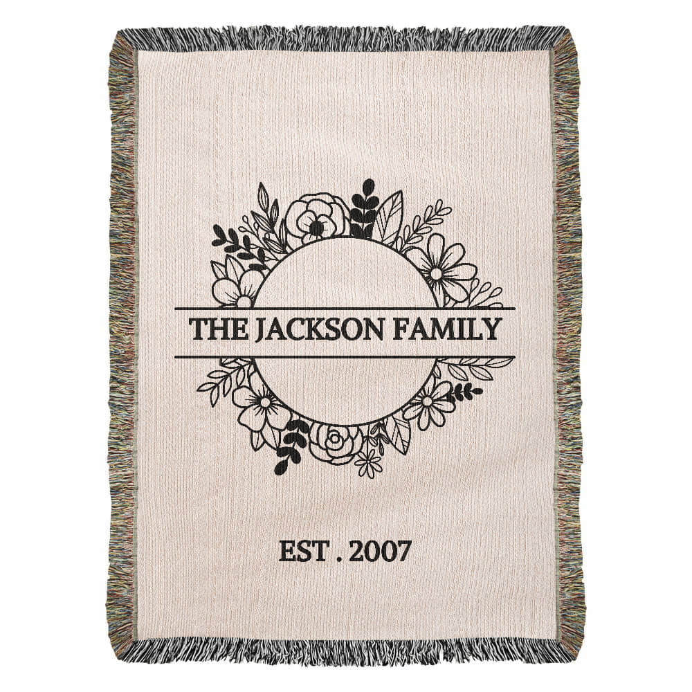 Personalized  Blanket Family Name Gift, Custom Throw Blanket, Customized Holiday Woven  Décor, Custom Christmas Gift For Mom