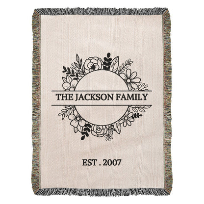 Personalized  Blanket Family Name Gift, Custom Throw Blanket, Customized Holiday Woven  Décor, Custom Christmas Gift For Mom