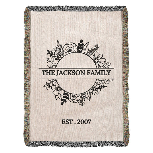 Personalized  Blanket Family Name Gift, Custom Throw Blanket, Customized Holiday Woven  Décor, Custom Christmas Gift For Mom