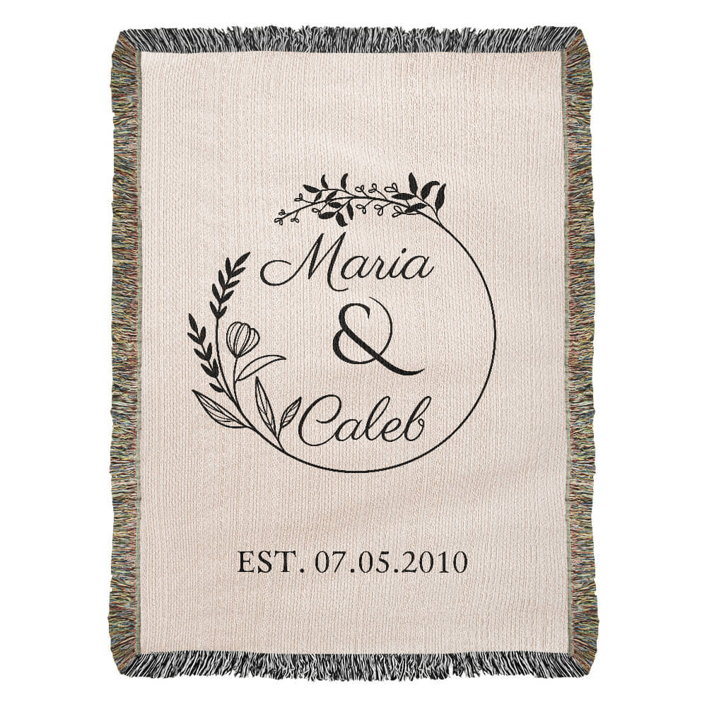 Custom Bride and Groom Gift, Personalized Last Name Gift Blanket,  Wedding Monogram Couple Keepsake Blanket, Anniversary His and Hers Gift