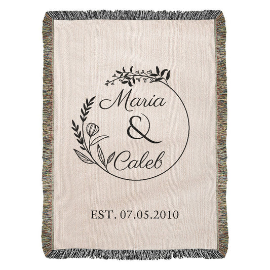 Custom Bride and Groom Gift, Personalized Last Name Gift Blanket,  Wedding Monogram Couple Keepsake Blanket, Anniversary His and Hers Gift