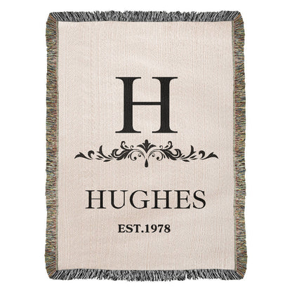 Custom Woven Throw Blanket Cotton Personalized Name And Initial  Family Blanket Adult Throw, 4th Year Anniversary Gift Tapestry Blanket