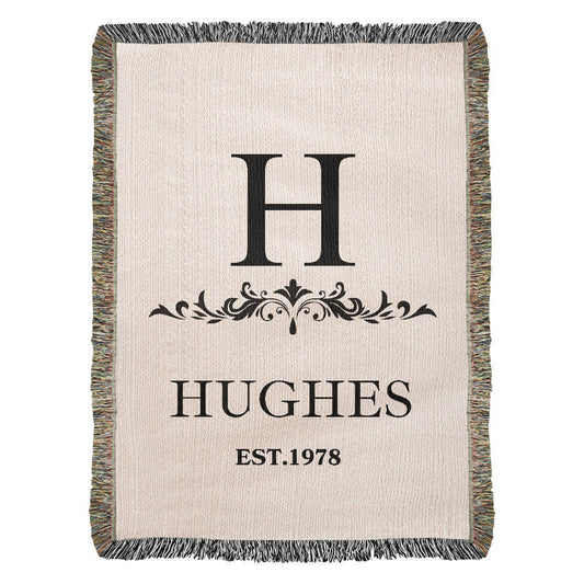 Custom Woven Throw Blanket Cotton Personalized Name And Initial  Family Blanket Adult Throw, 4th Year Anniversary Gift Tapestry Blanket