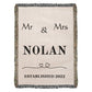 Custom Woven  Cotton Throw Blanket, Personalized Name  Picnic Woven Tapestry Throw, 2 Year Anniversary Gifts Engagement Wedding Valentine