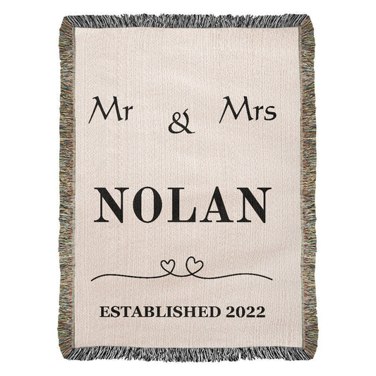 Custom Woven  Cotton Throw Blanket, Personalized Name  Picnic Woven Tapestry Throw, 2 Year Anniversary Gifts Engagement Wedding Valentine