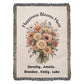 Nana's Garden Blanket, Personalized Cotton  Throw, Floral Birth Flower Gift, Grandparent Keepsake, Custom Family Name Blanket, Mother's Day Gift