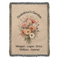Mom's Family Garden Blanket, Custom Birth Flower Throw, Personalized Name Blanket, Sentimental Gift for Mom,Unique Woven Family Throw