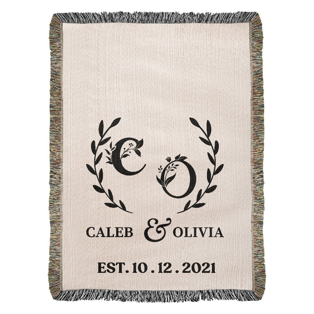Cotton Anniversary Gift Blanket, Custom Name Wedding Throw For Boyfriend, Personalized Gift For Wife, Valentines Day Gift For Her or Him