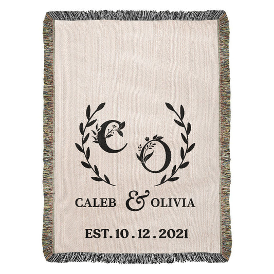 Cotton Anniversary Gift Blanket, Custom Name Wedding Throw For Boyfriend, Personalized Gift For Wife, Valentines Day Gift For Her or Him